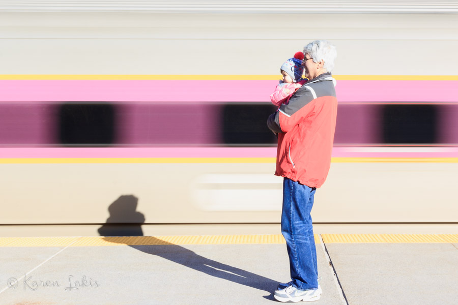 Greg and Ella at the train station