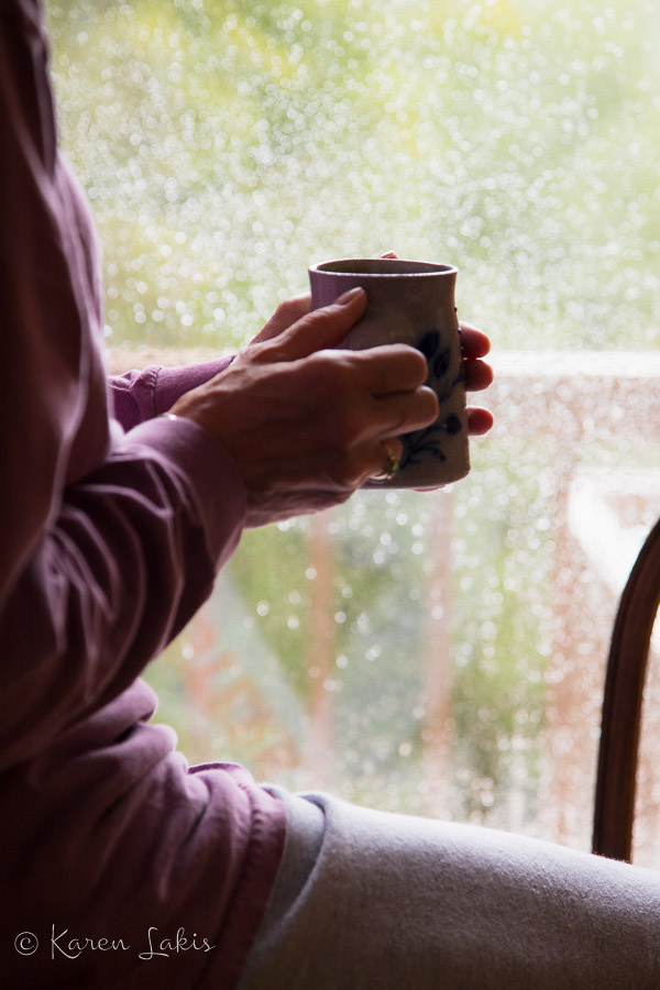 cup of coffee on a rainy morning