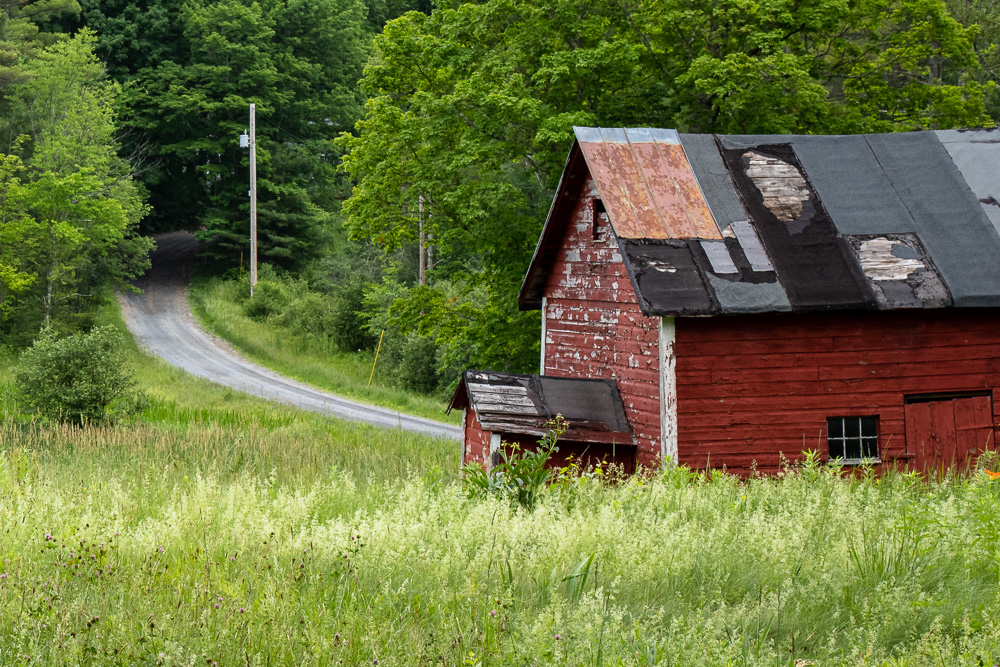 Scenic barn with patchwork roof